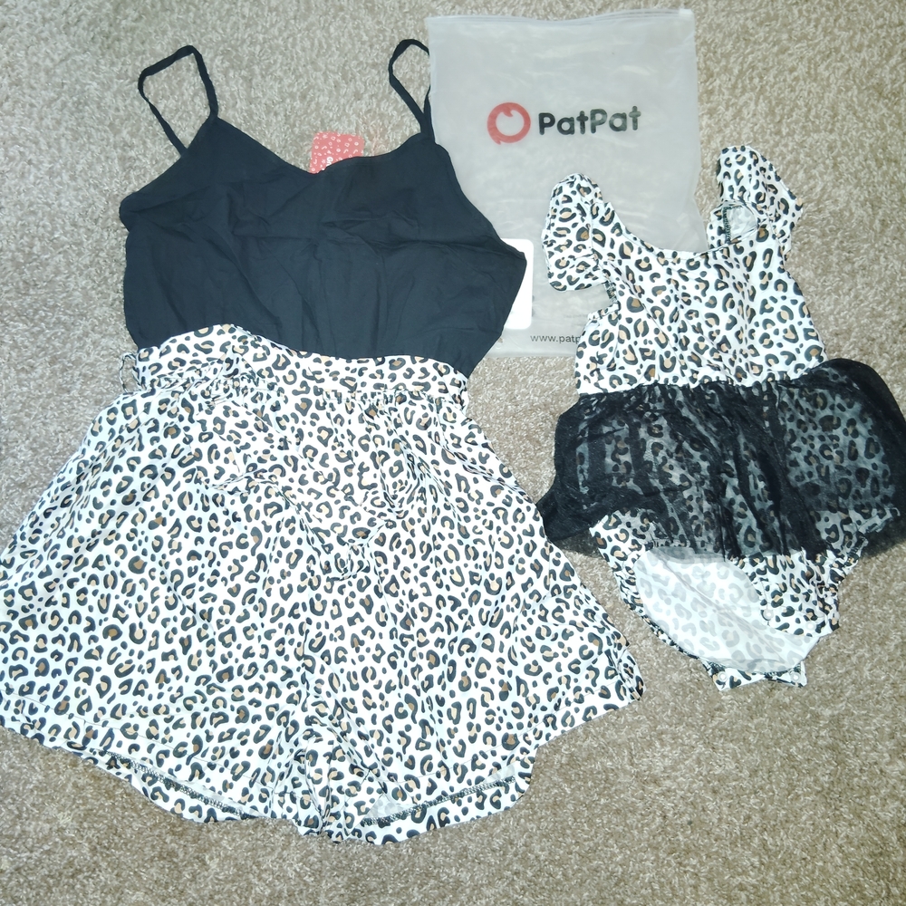 PatPat Women's Black and White Leopard Jumpsuit Set